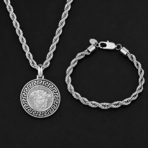 white gold chain and bracelet bundle