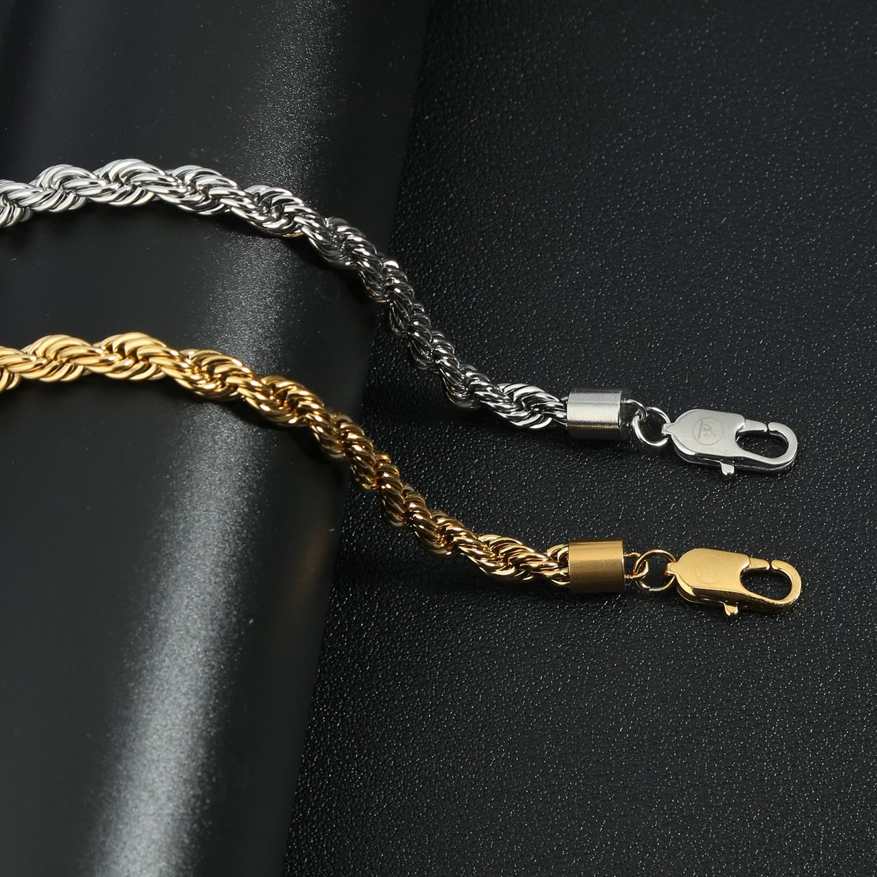 Gold and silver Zayna rope chain clasp detail